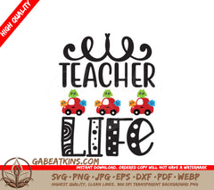 Teacher Life with Monsters on Cars SVG Design SVG