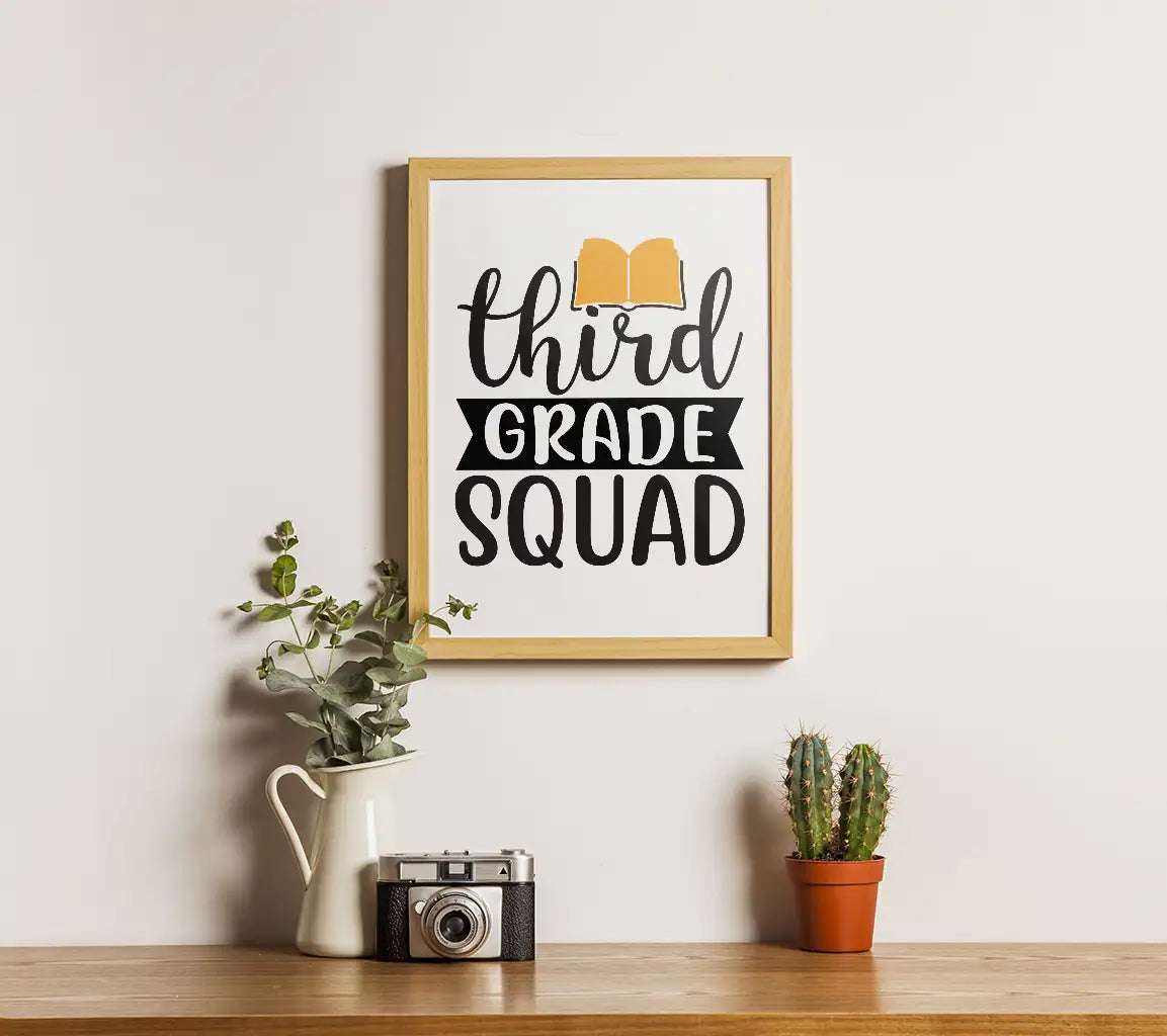 Third Grade Squad SVG Design with Book - School Design SVG