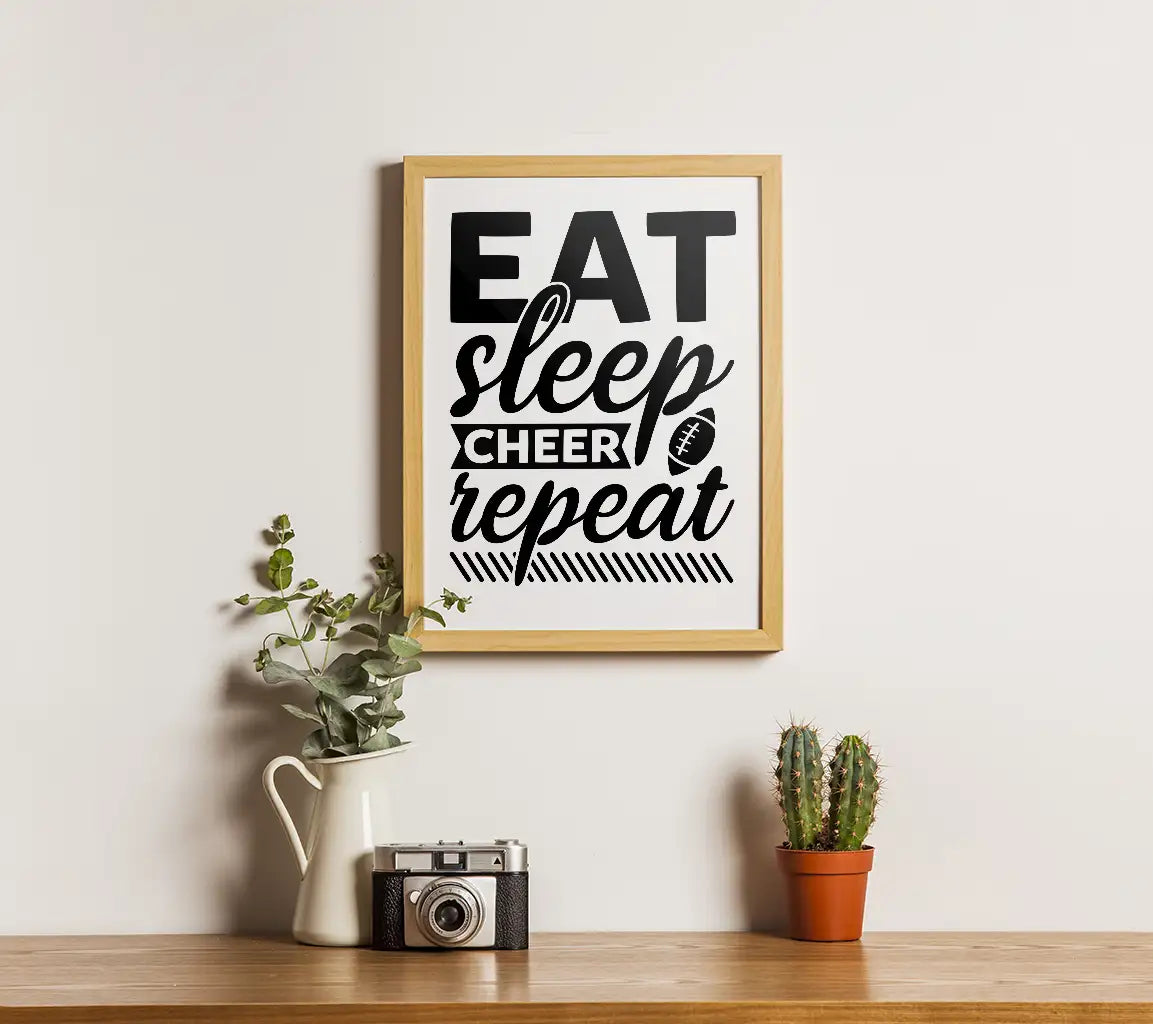 Eat Sleep Cheer Repeat SVG - Huge Sports Design SVG