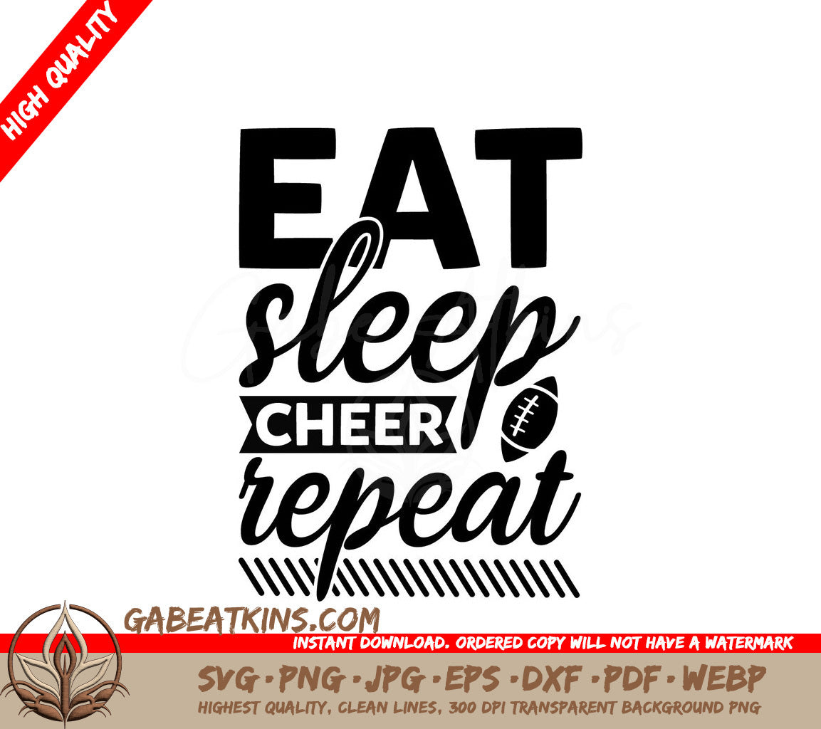 Eat Sleep Cheer Repeat SVG - Huge Sports Design SVG