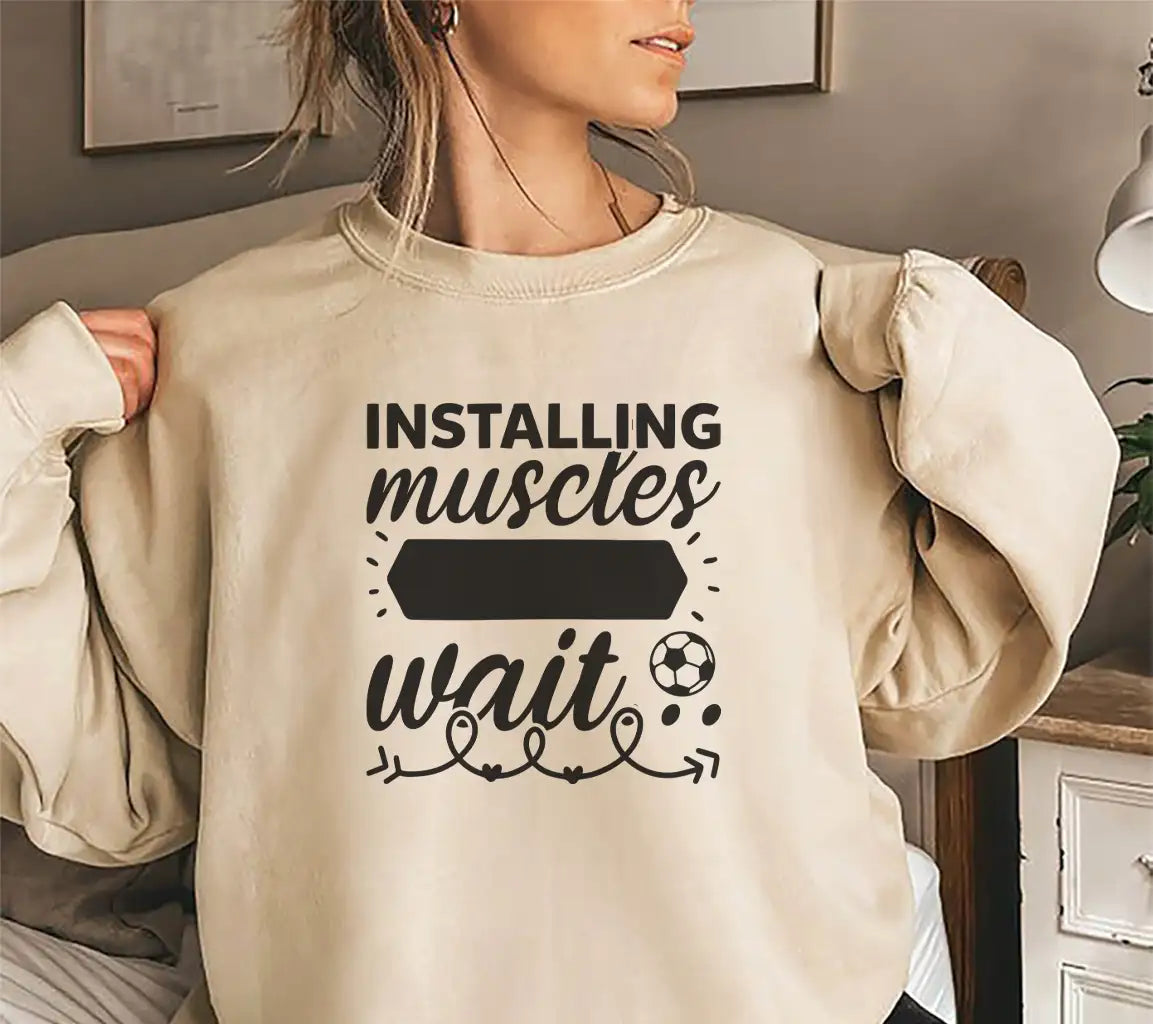 Installing Muscles Please Wait SVG - Funny Gym & Fitness Design SVG