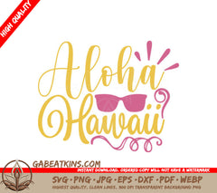 Aloha Hawaii SVG Design - Yellow & Pink Design SVG