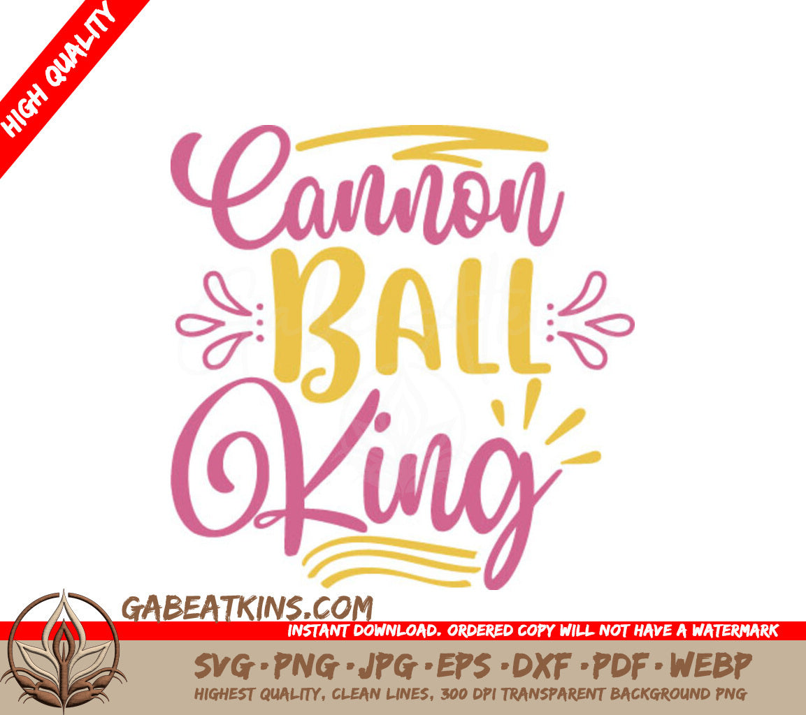 Pink & Yellow Cannon Ball King SVG - Huge Summer Design SVG