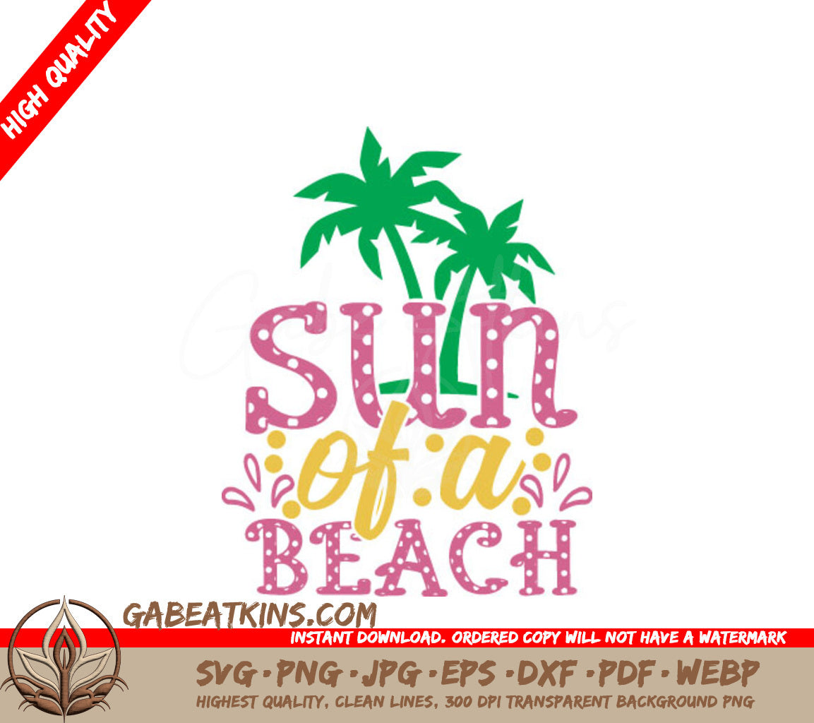 Sun of a Beach Palm Tree SVG - Huge Summer Design SVG