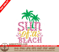 Sun of a Beach Palm Tree SVG - Huge Summer Design SVG