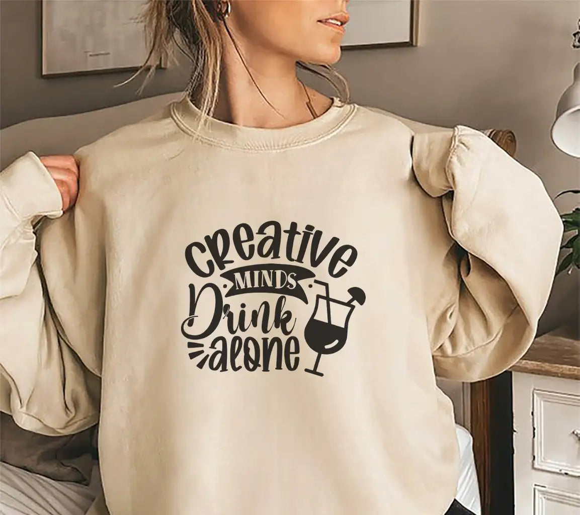 Creative Minds Drink Alone SVG - Wine Bag Design SVG