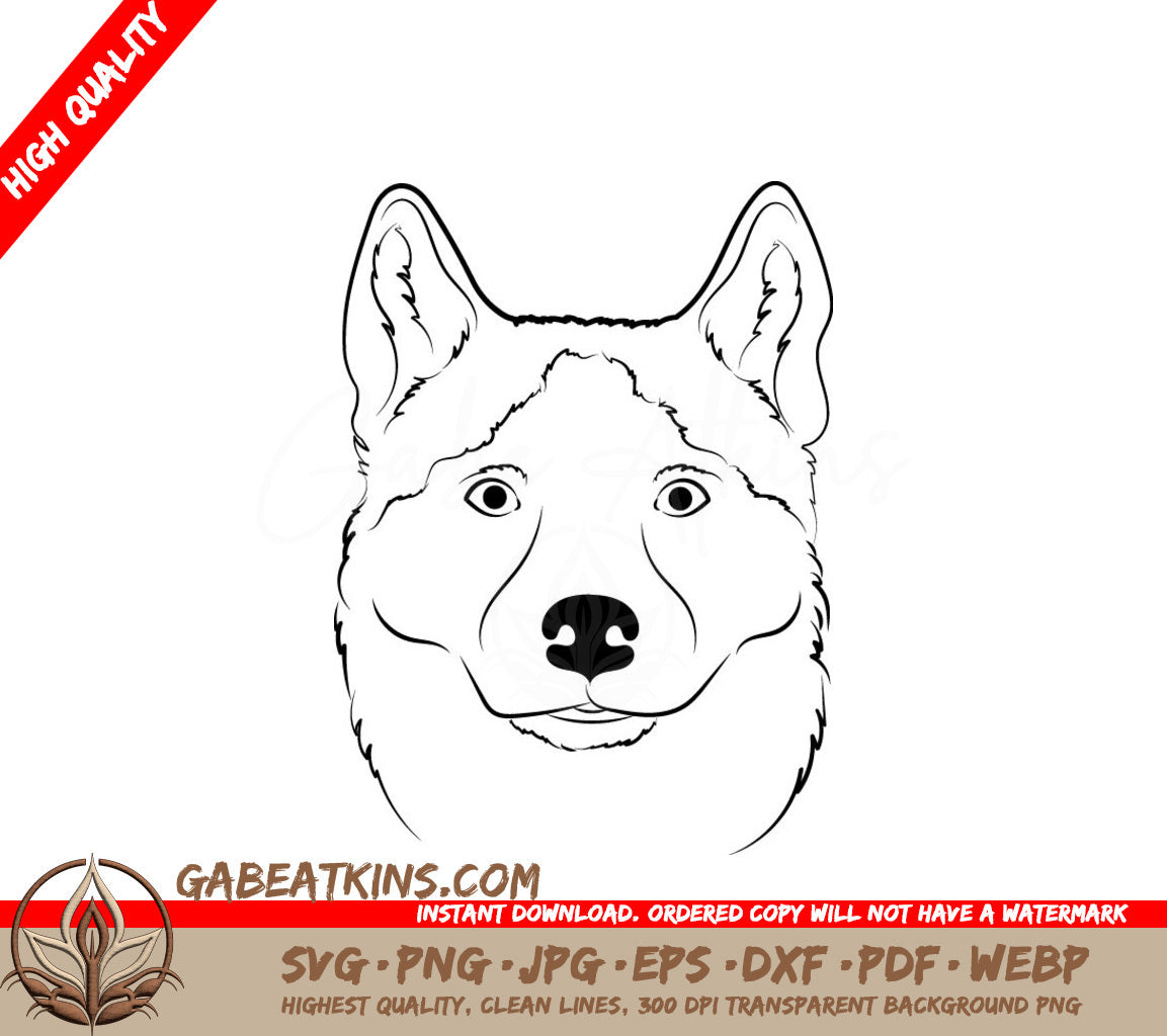 Husky Face SVG -  Outline Clipart SVG