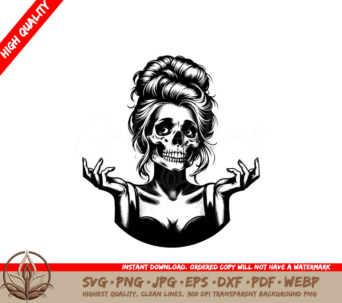 I Dont Know - Shoulder Shrugging Skull Mom SVG  
