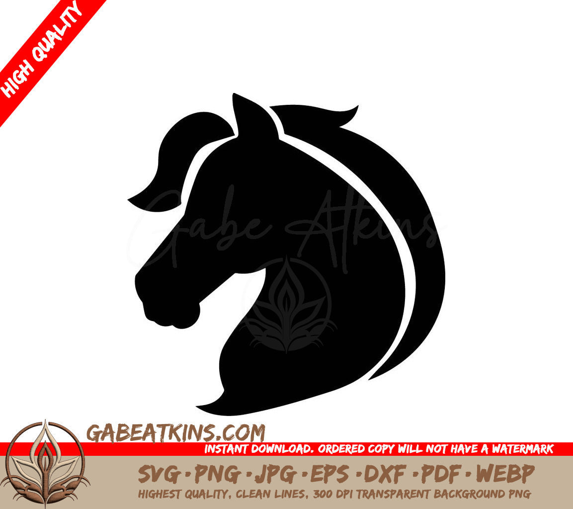 A Black And White Silhouette Of A Horses Head SVG - Impressao SVG