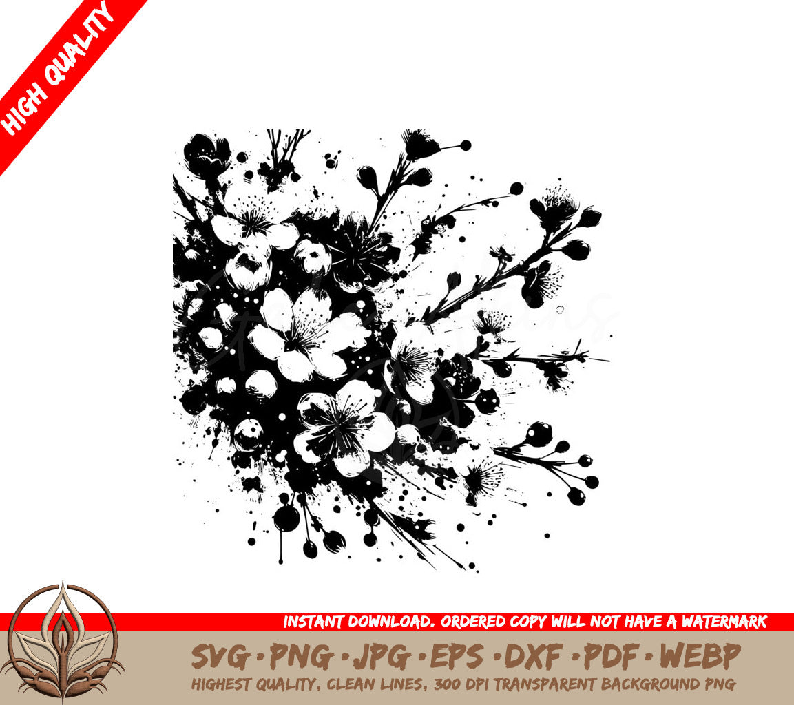 Ink-splashed Petals SVG Digital Product