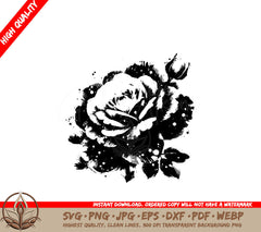 Inky Rose Bloom SVG Digital Product