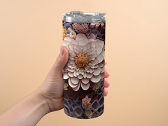 Intricate 3D Floral Design 20 oz Skinny Tumbler Wrap Sublimation Desig | Intricate 3D Floral Design 20 oz Skinny Tumbler Wrap Sublimation Design, Straight