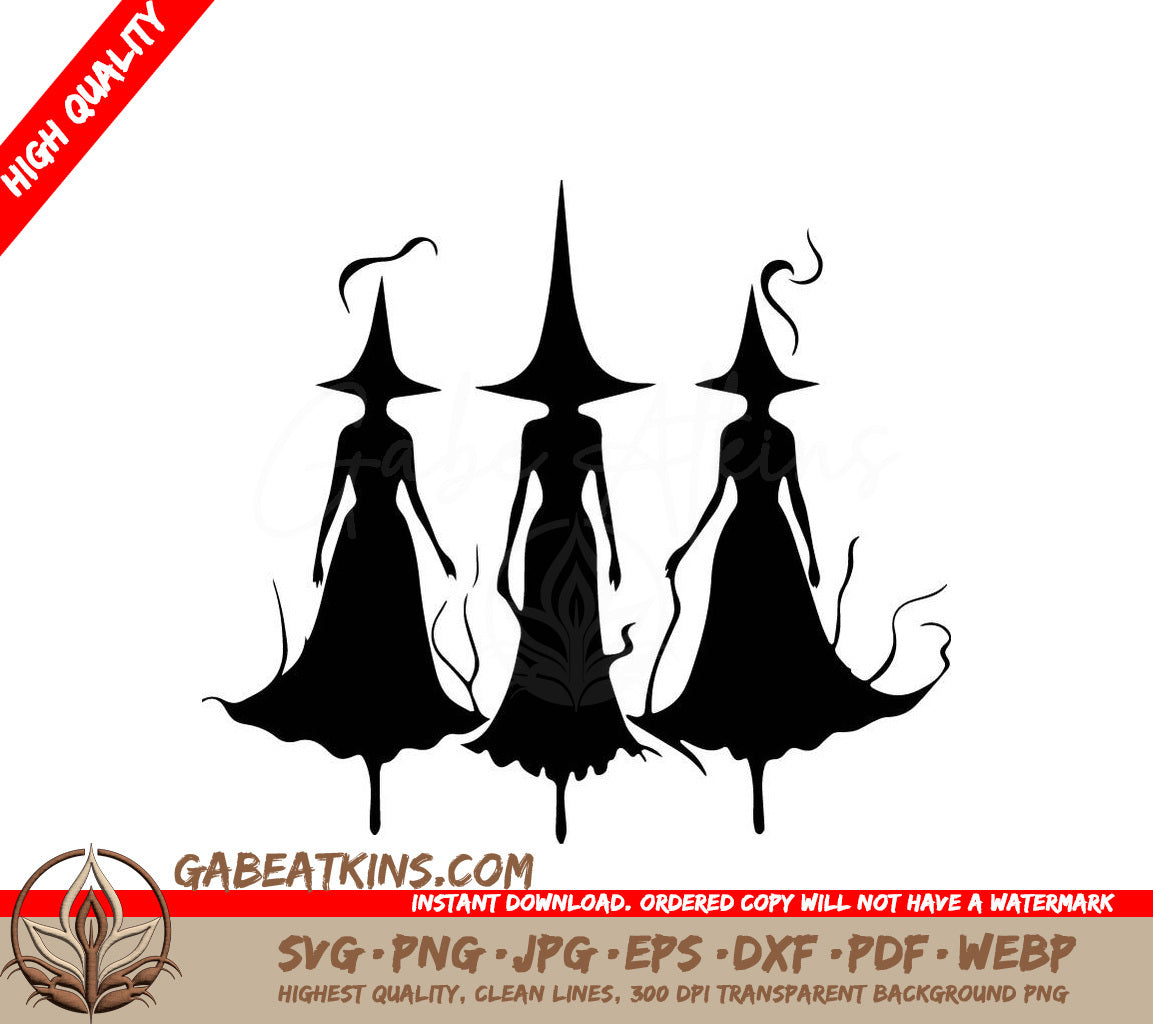 Isometric Halloween Witches SVG - White Background SVG