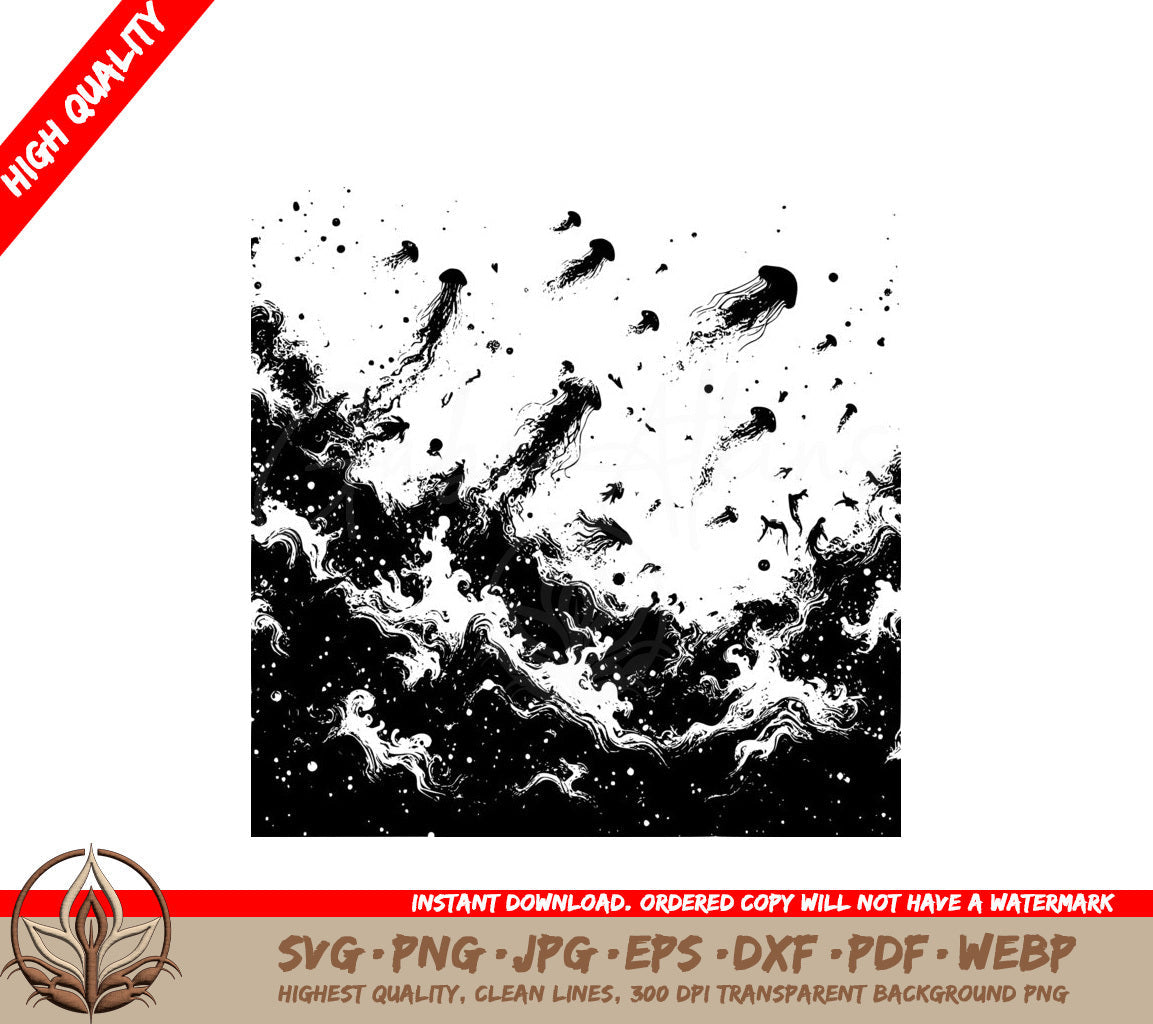 Jellyfish Abyss Digital Product File SVG