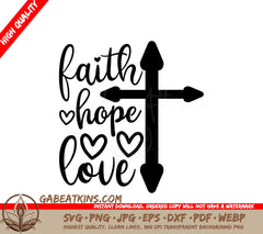 Faith, Hope, Love Cross SVG Design SVG