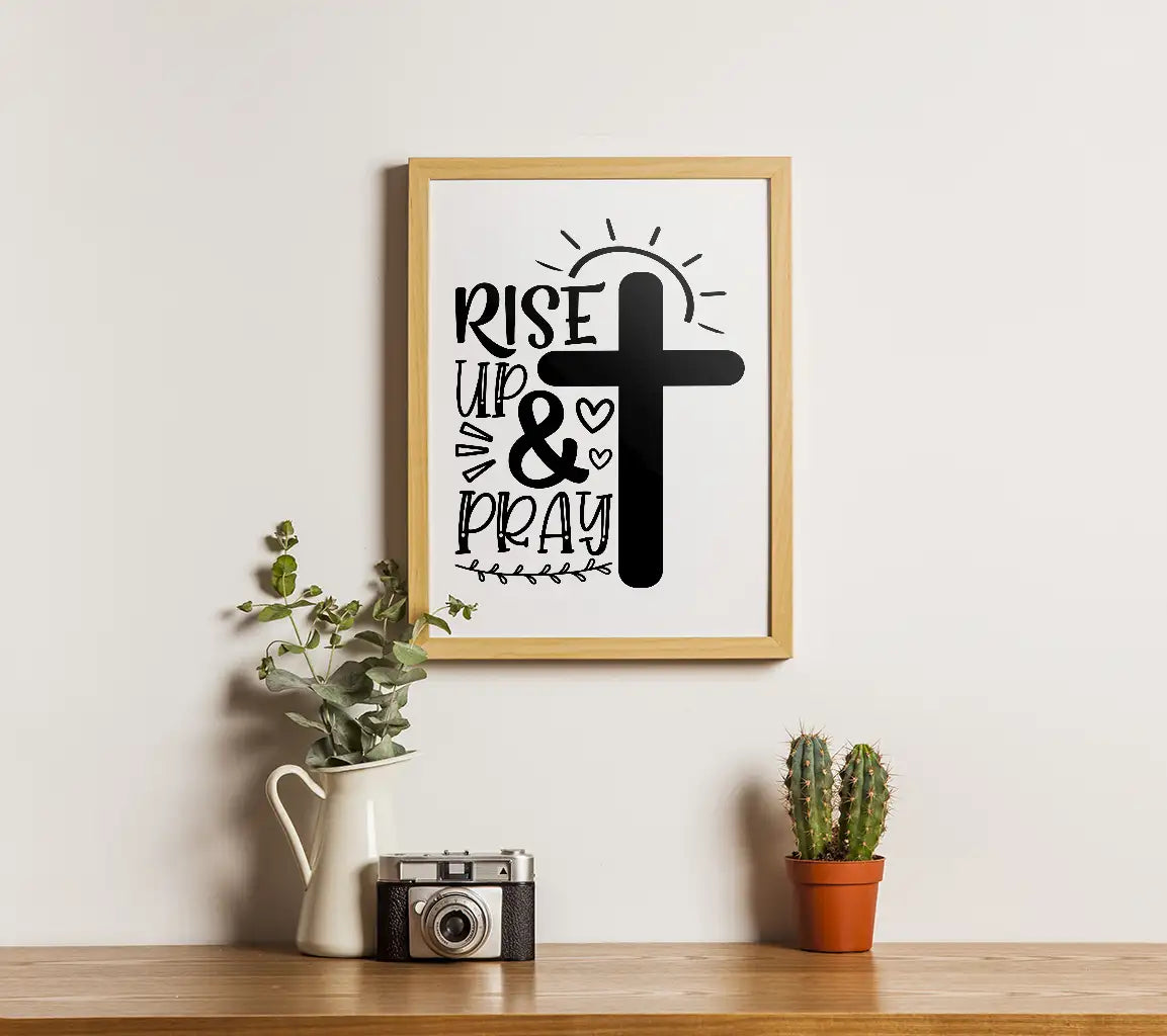 Rise Up & Pray Cross SVG - Christian Design SVG