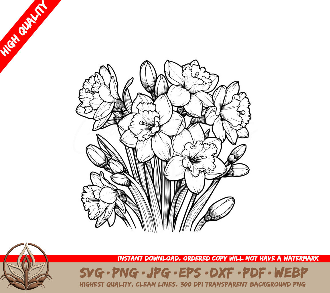 Jonquil Cluster Digitized SVG