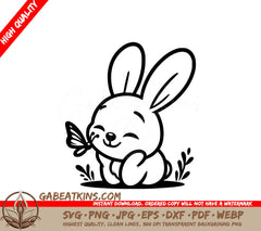 Joyful Butterfly Bunny SVG -  A Bunny With A Butterfly On Its Nose