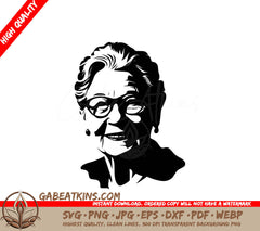  An Older Woman Wearing Glasses SVG - Joyful Grandmother SVG