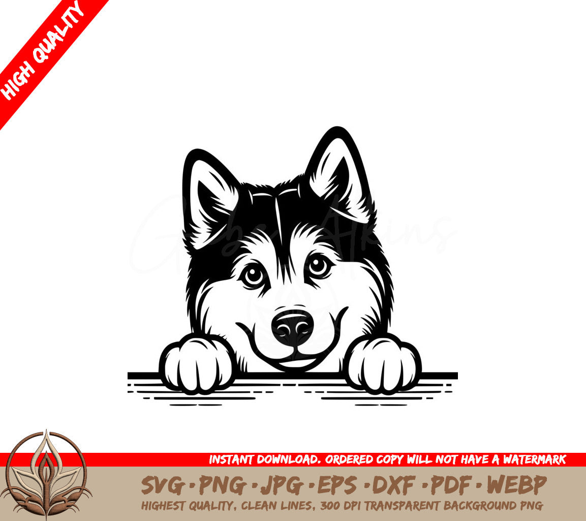 Joyful Husky Peeking SVG Digital Product