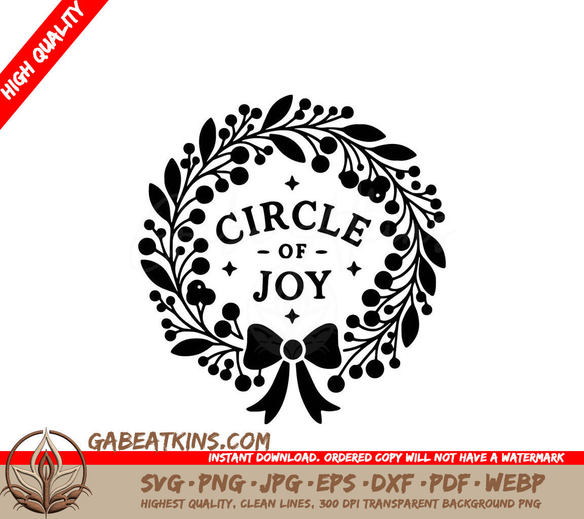 A Circle Of Joy Logo With A Wreath And Bow SVG - Joyous Berry Wreath SVG