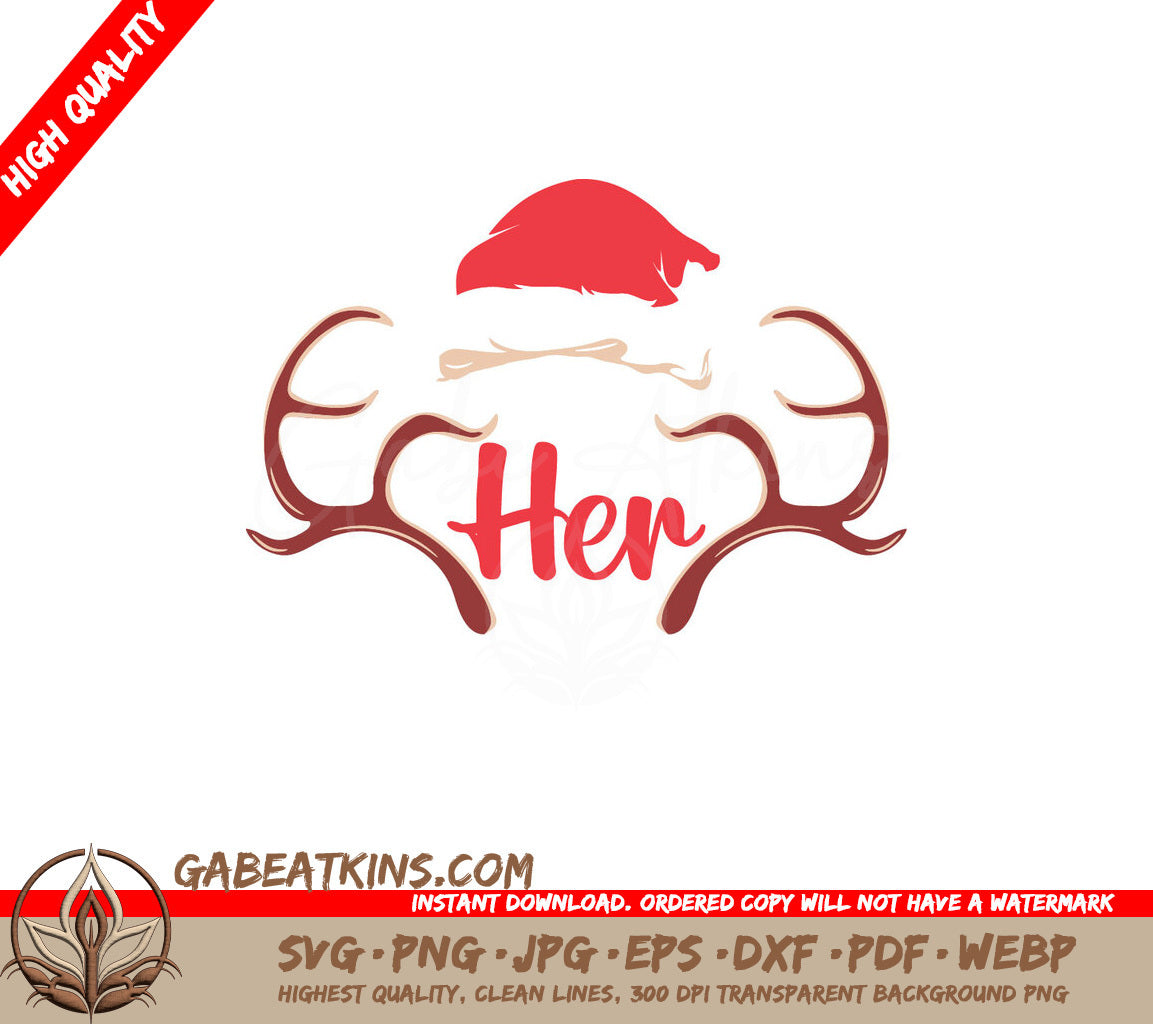 Kawaii Christmas Deer with Santa Hat SVG - Cute Animal Bundle SVG