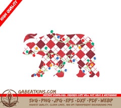 Kawaii Christmas Bear with Lights SVG - Red & White Design SVG