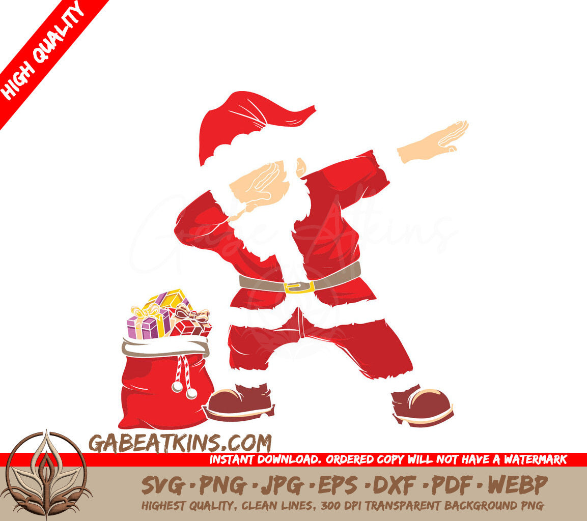 Dabbing Santa Claus SVG - Kawaii Christmas Clipart SVG