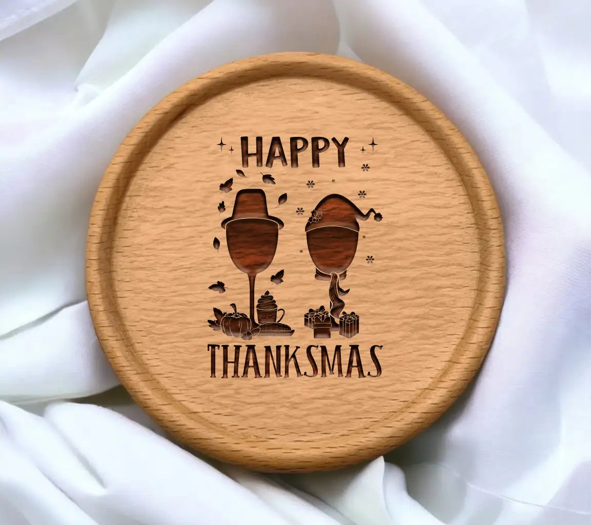 Kawaii Thanksmas Pilgrim Hat & Wine SVG Cut File SVG