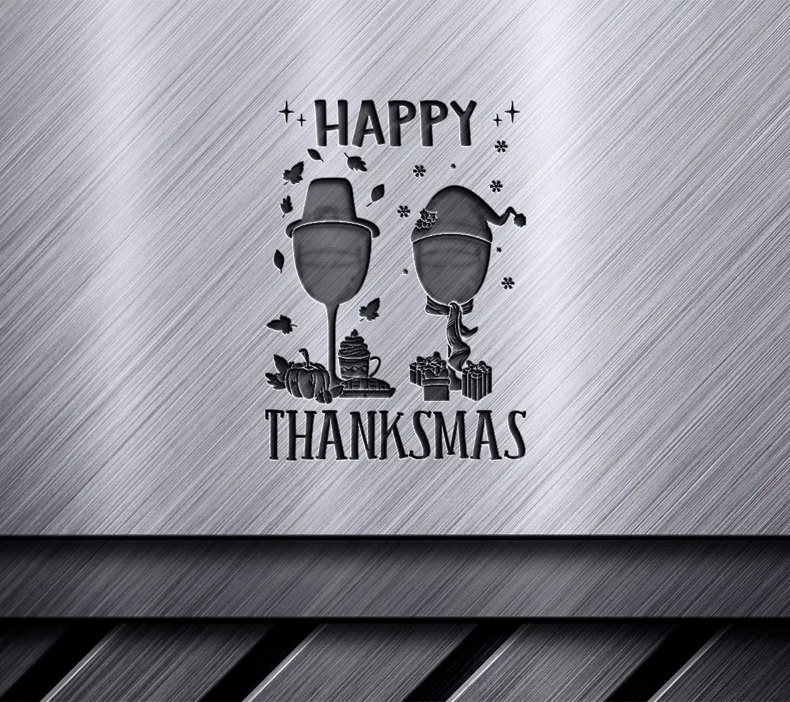 Kawaii Thanksmas Pilgrim Hat & Wine SVG Cut File SVG