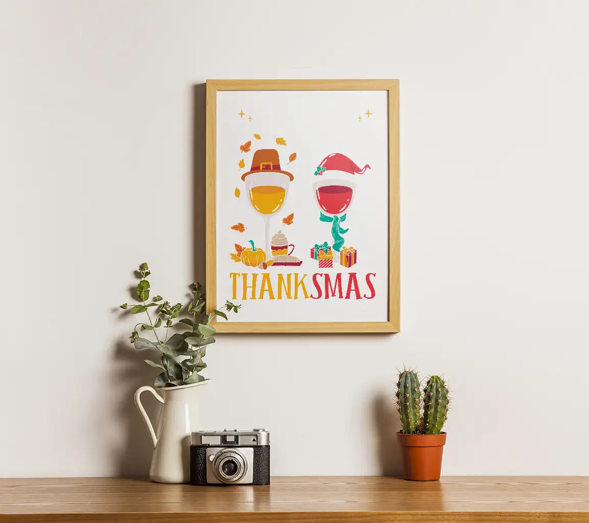 Kawaii Thanksmas Pilgrim Hat & Wine SVG Cut File SVG