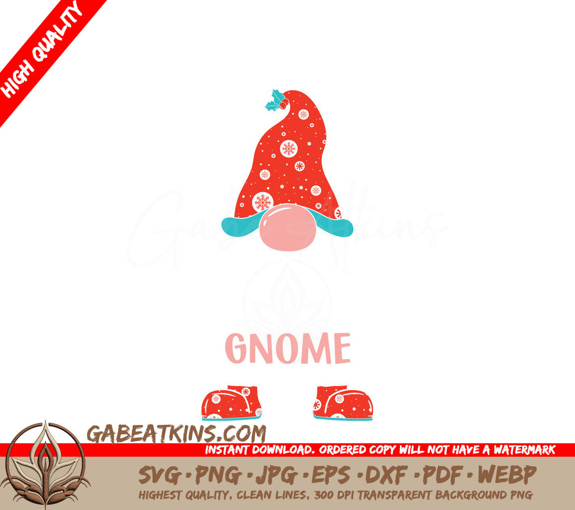 Kawaii Christmas Gnome SVG Bundle - Red Hat & Gnome Text SVG