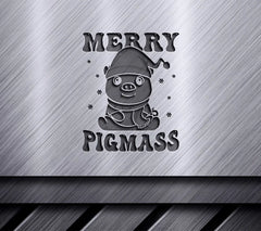 Kawaii Pigmas Christmas SVG Bundle - Santa Hat Pig with Scarf SVG