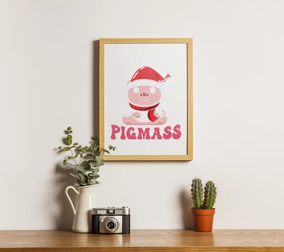 Kawaii Pigmas Christmas SVG Bundle - Santa Hat Pig with Scarf SVG