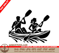 A Man And A Woman Are Paddling A Kayak In The Water SVG - Kayaking Duo SVG