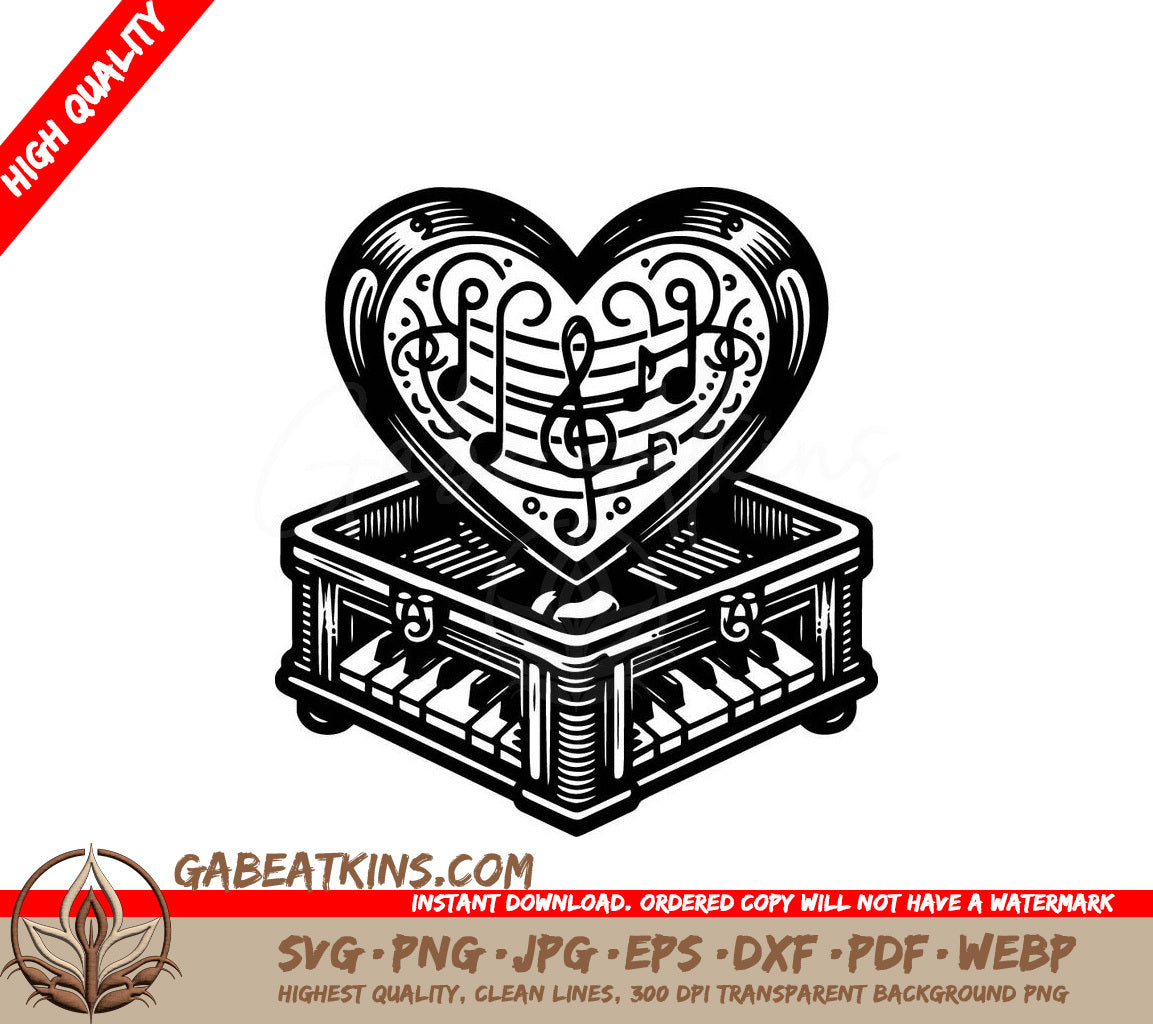  A Heart Shaped Music Box SVG - Keepsake Music Box SVG