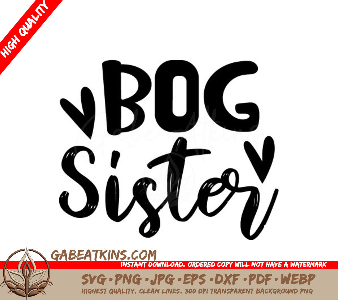 Big Sister SVG Cut File - Black Text on White Background SVG