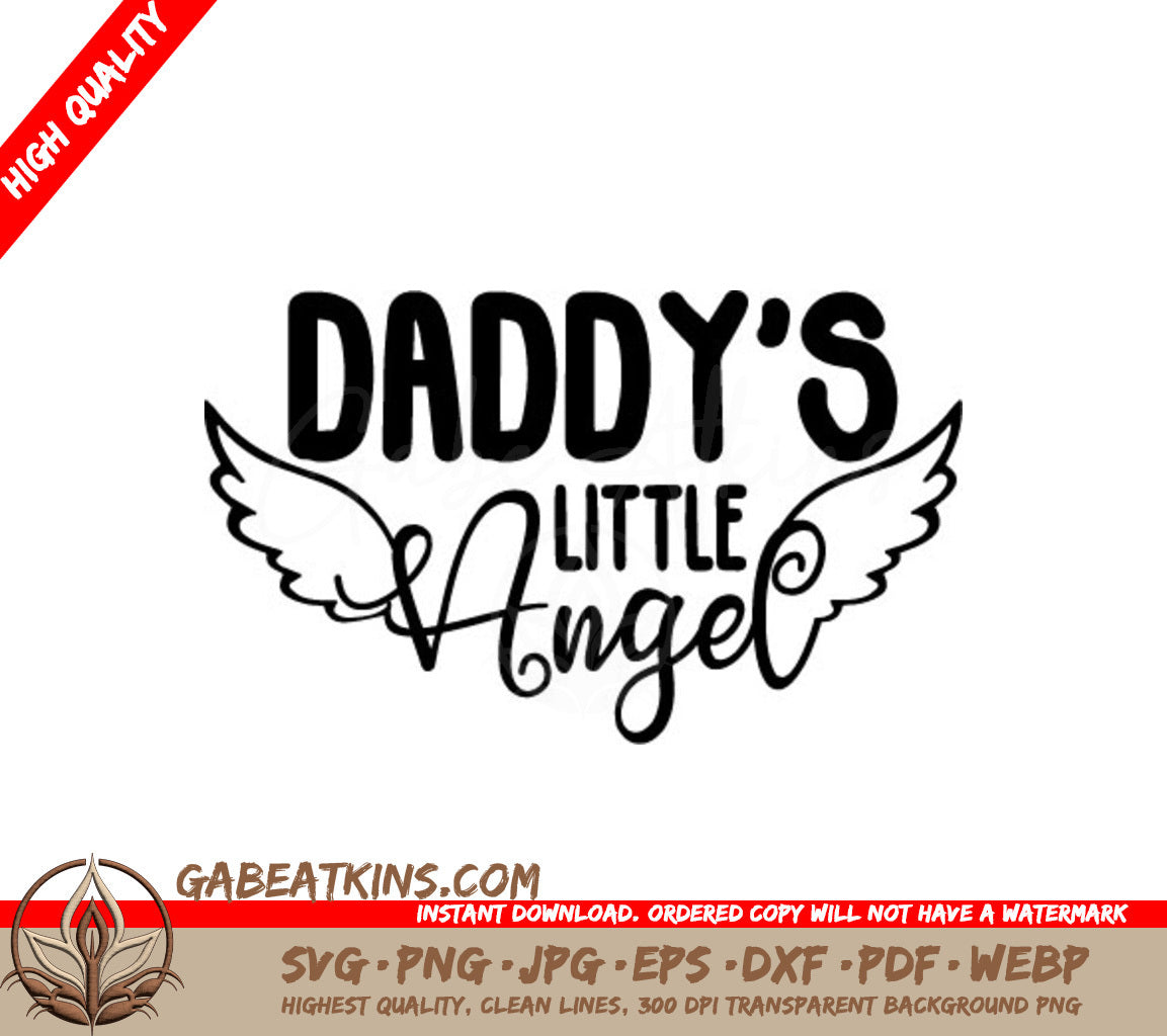 Daddys Little Angel  Wings SVG SVG