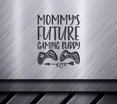 Mommys Future Gaming Buddy SVG - T-Shirt Design with Controllers SVG