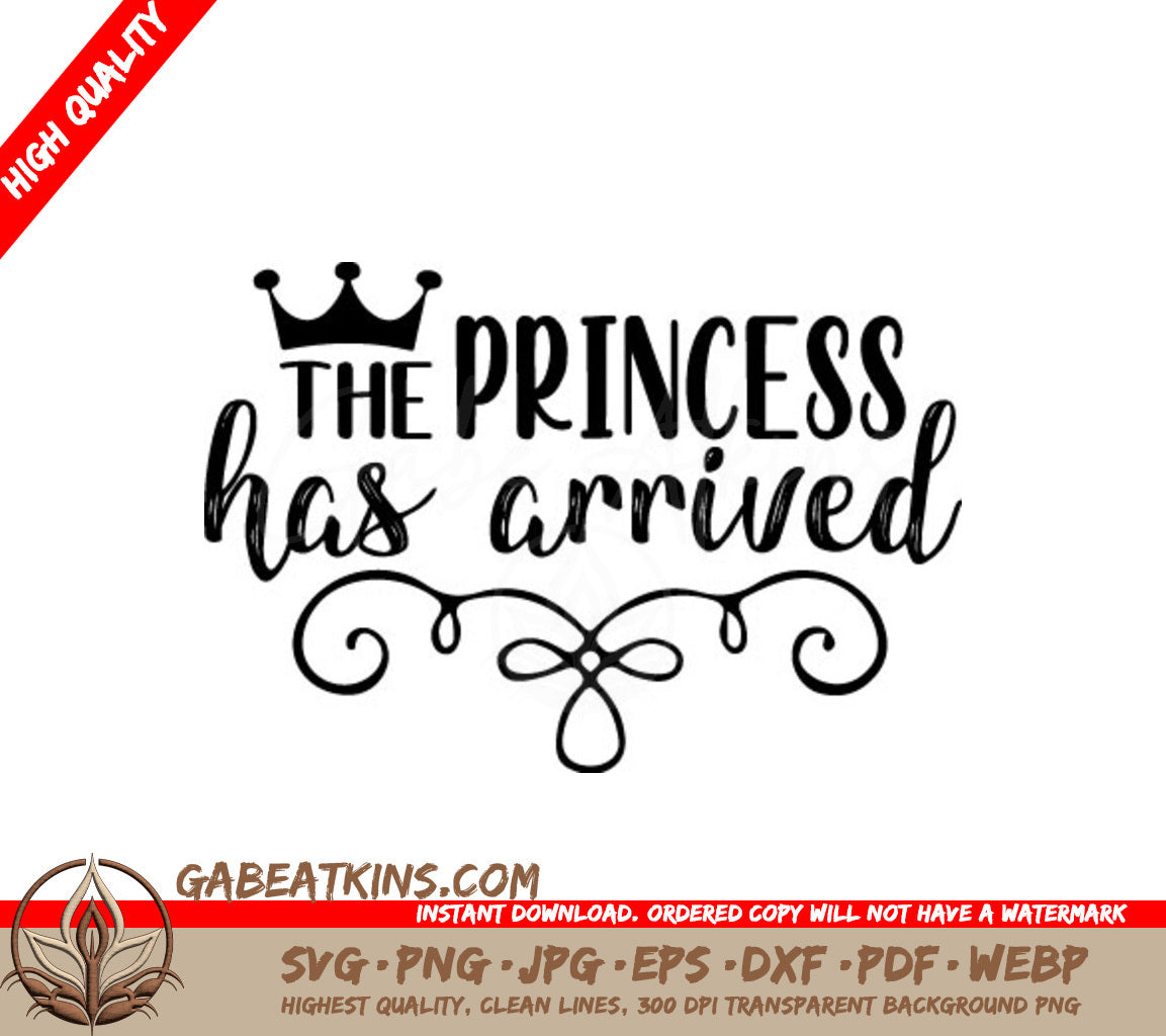 Princess Arrival Crown & Swirls SVG Cut File SVG