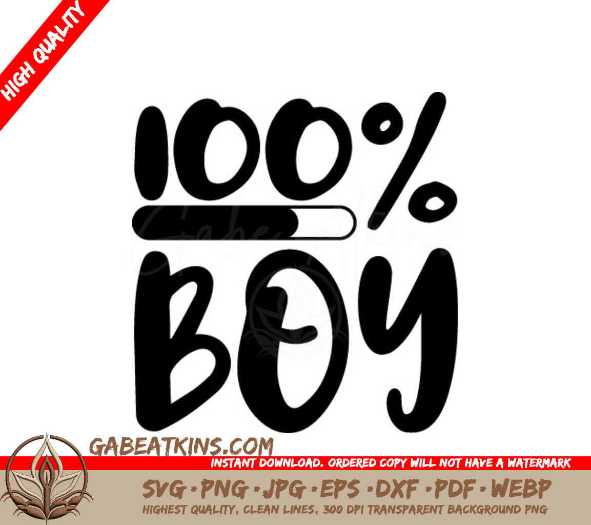 100% Boy SVG Cut File -  Drawing SVG