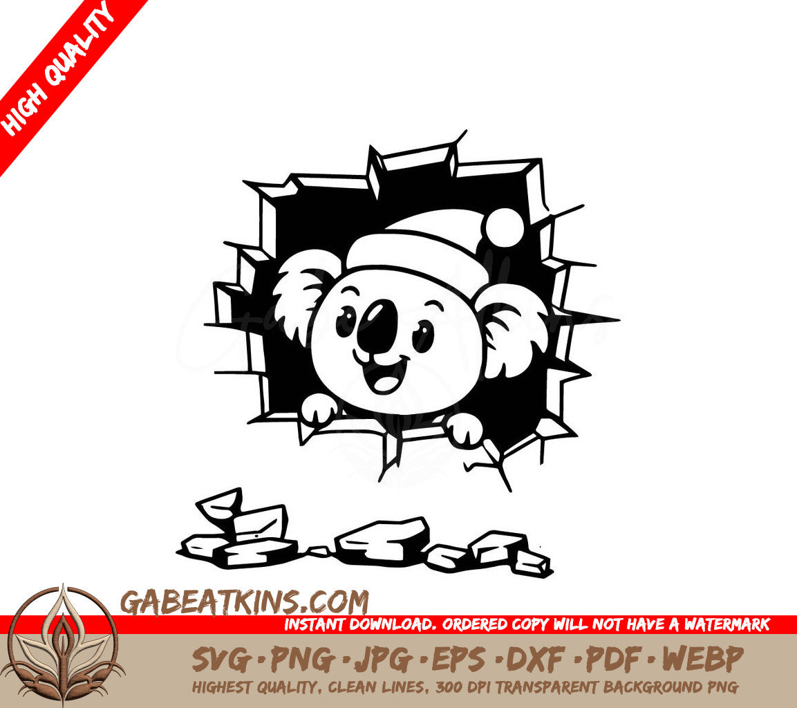  A Koala Wearing A Santa Hat SVG - Koala Santa Hat Breakout SVG