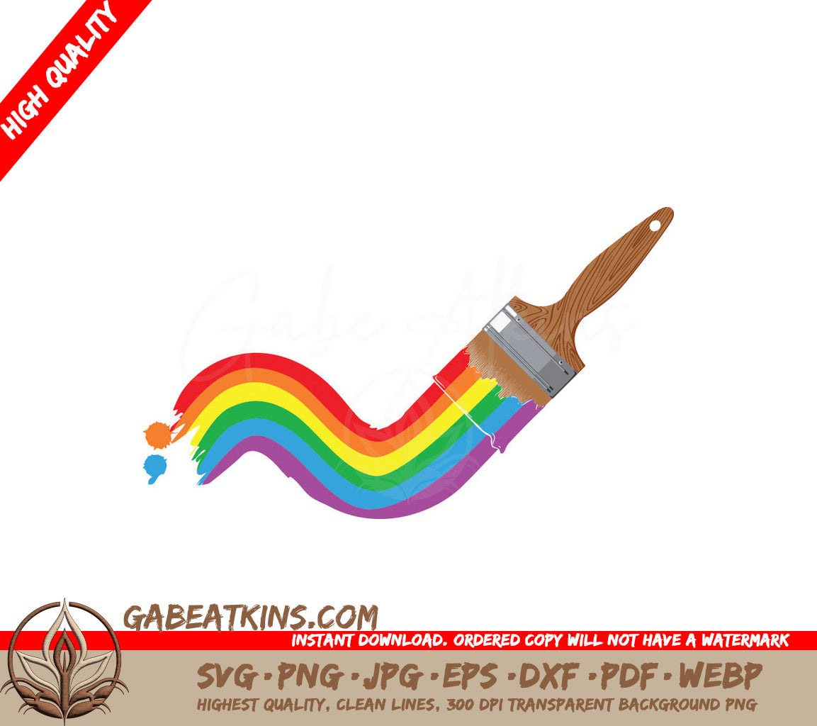 Rainbow Saber SVG LGBT Pride Brushstroke Design SVG