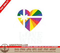 Rainbow Heart with White Cross & Love Wins - LGBT Pride SVG SVG