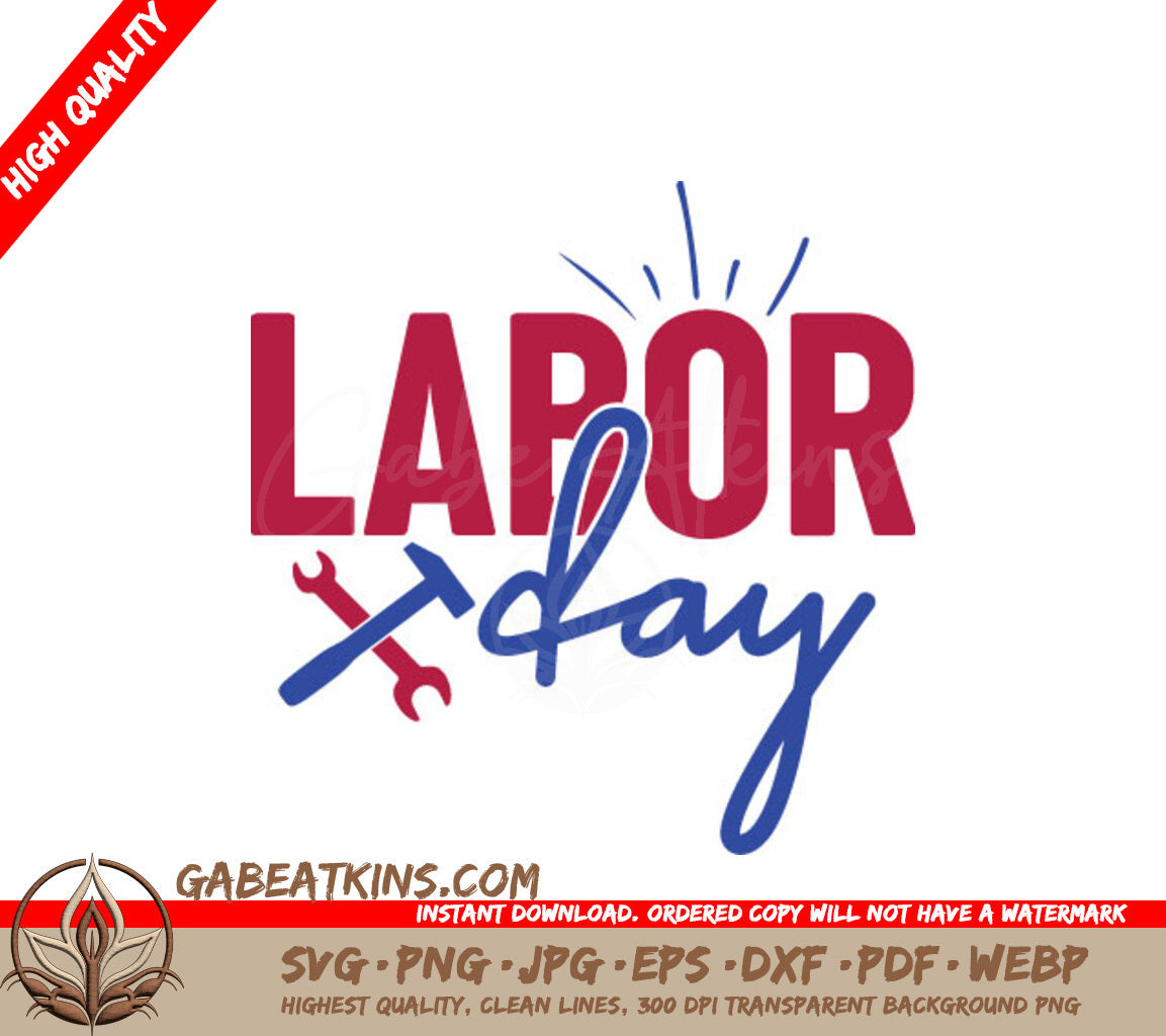 Labor Day Red, White & Blue Wrench & Scissors SVG SVG