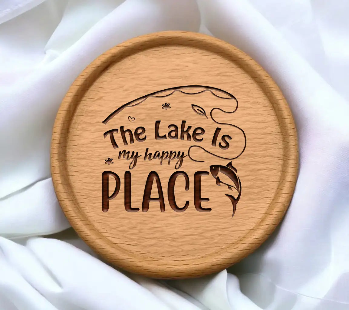 Lake Life SVG - My Happy Place with Fishing Rod and Fish SVG