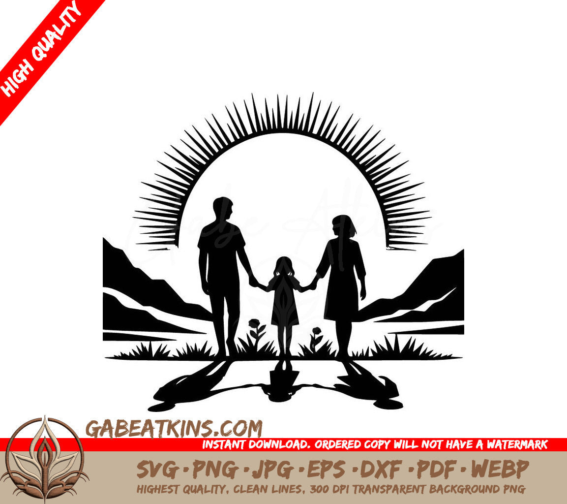  A Family Holding Hands SVG - Lakeside Family Stroll SVG