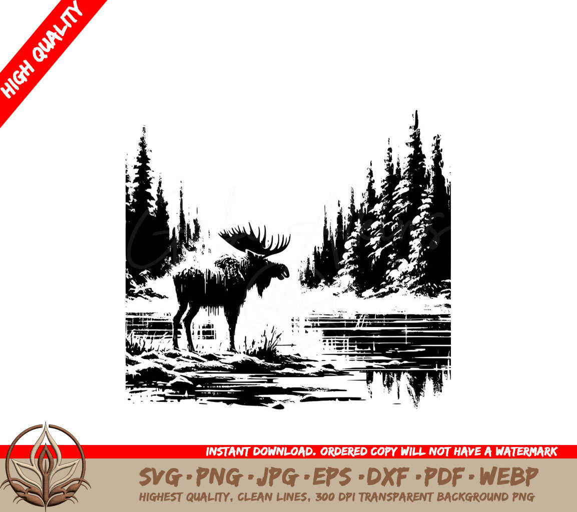 Lakeside Moose SVG - Digital Product File Formats Included