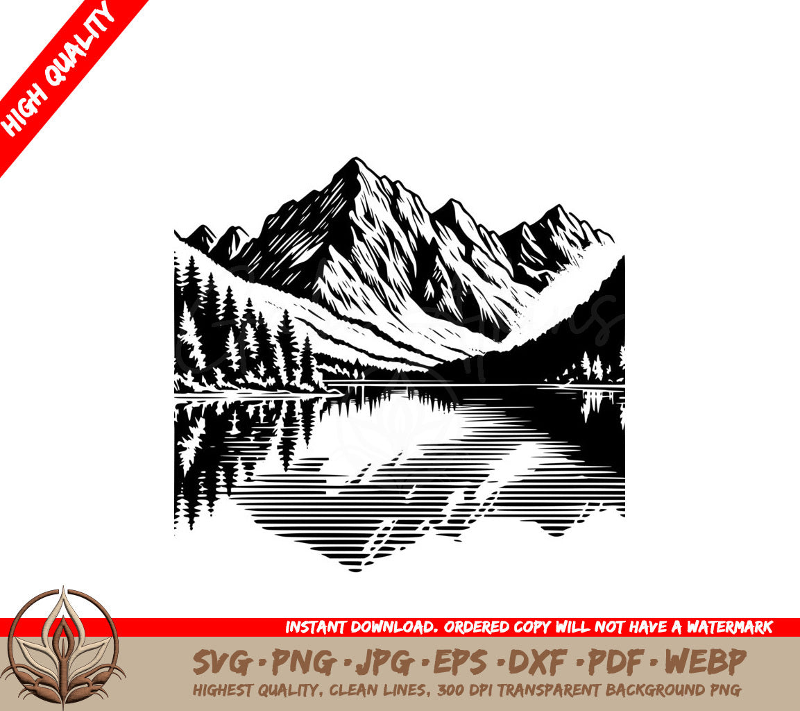 Lakeside Peak Reflections Digital Product SVG