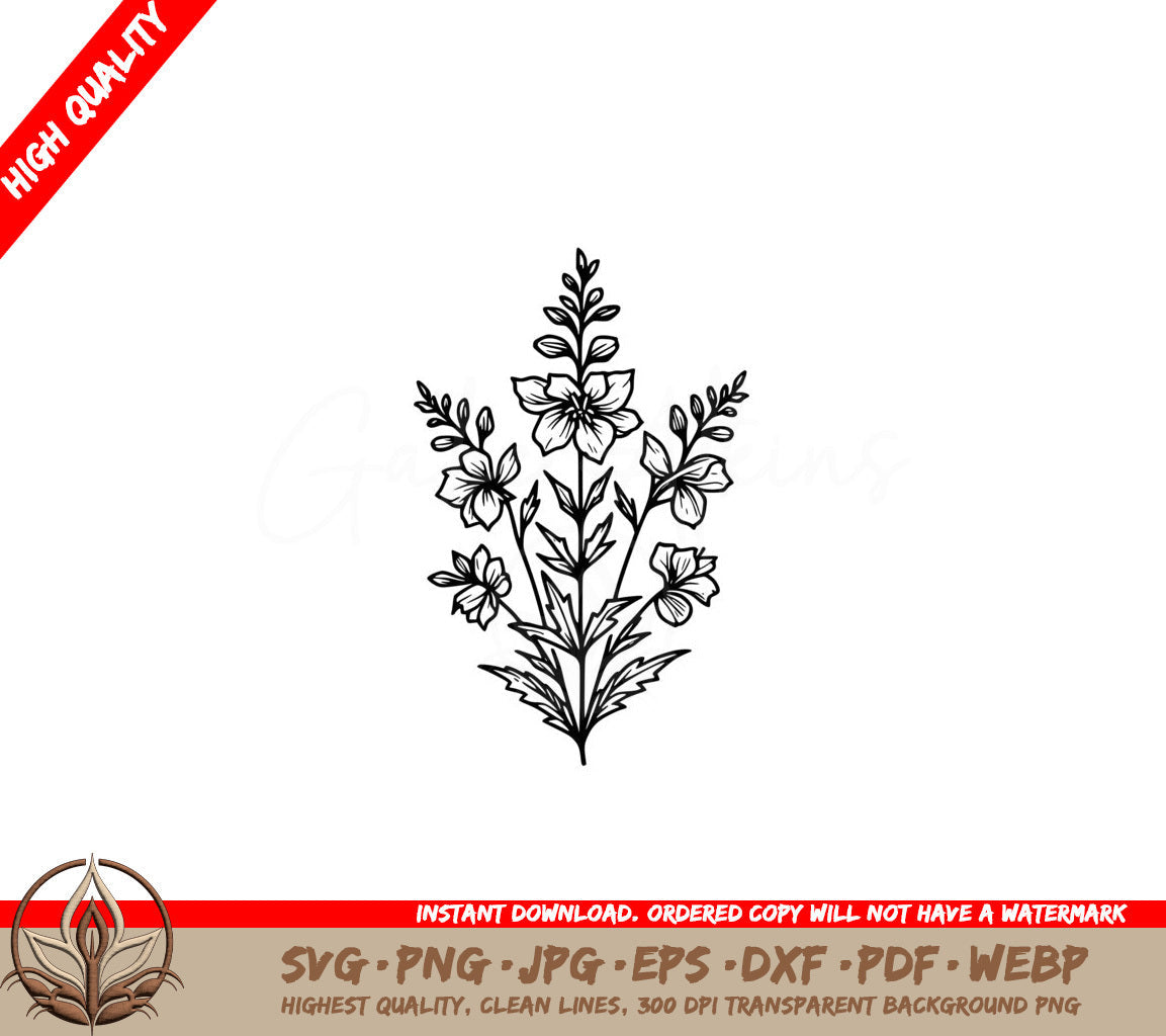 Larkspur Radiance SVG - Digital File (SVG, PNG, JPG, AI, PDF, DXF, EPS, WebP)